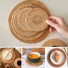 1 Stück rundes Tischset aus natürlichem Rattan, handgewebte wärmeisolierende Tischsets, Küchendekorationszubehör