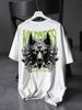 Edgy Wilderness Wolf Tee with Neon Green Three-Headed Wolf Graphic and Text Print Men's T-shirt Summer Casual Wear