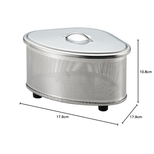 Yoshikawa SJ2430 Triangular Corner Drawer with Lid, Perforated, Stainless Steel, Silver, 17.9cm Wide x 12.4cm Deep x 10.8cm High, Made in Japan