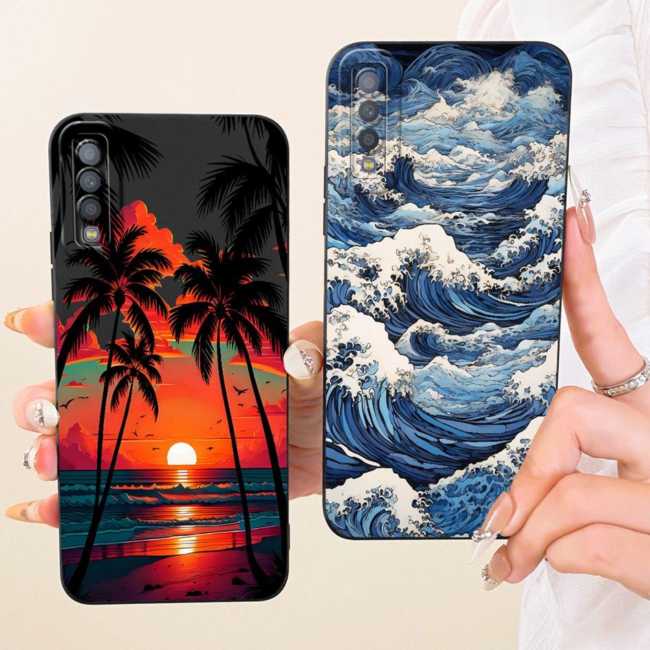 For Samsung Galaxy A7 2018 Case A750 SM-A750F Cover Lovely Cartoon Cat Soft Silicone Protection Shell For Samsung A7 2018 Bumper