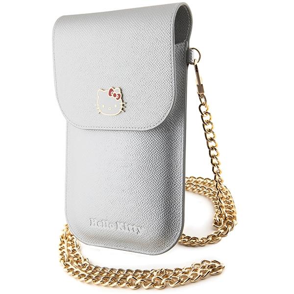 Hello Kitty Torebka Hkowbpghdlms Srebrny/Silver Leather Metal Logo Chain