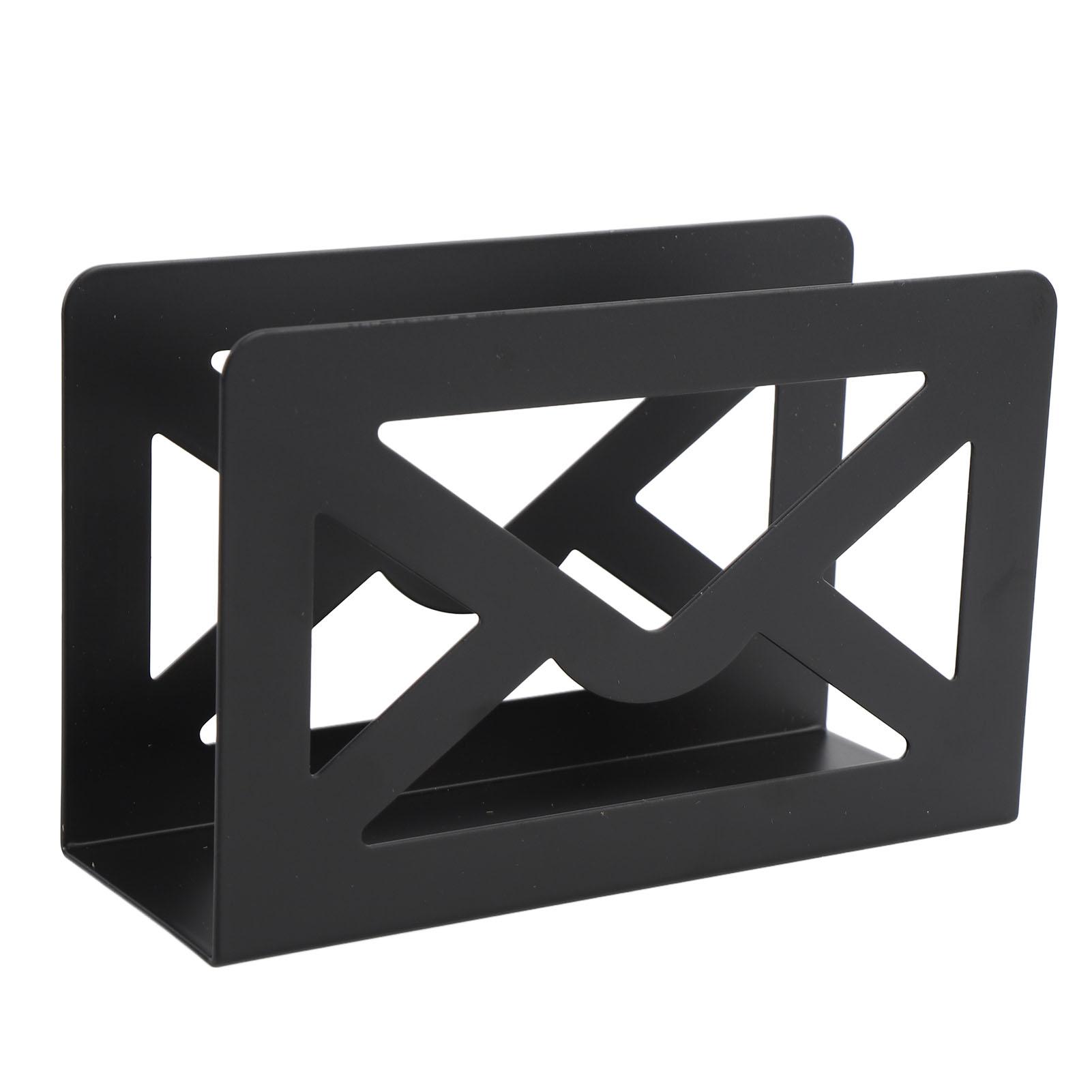

Desktop Metal Mail Holder Modern Black Letter Organizer Multifunctional Letter Sorter Organizer with Cutout Envelope