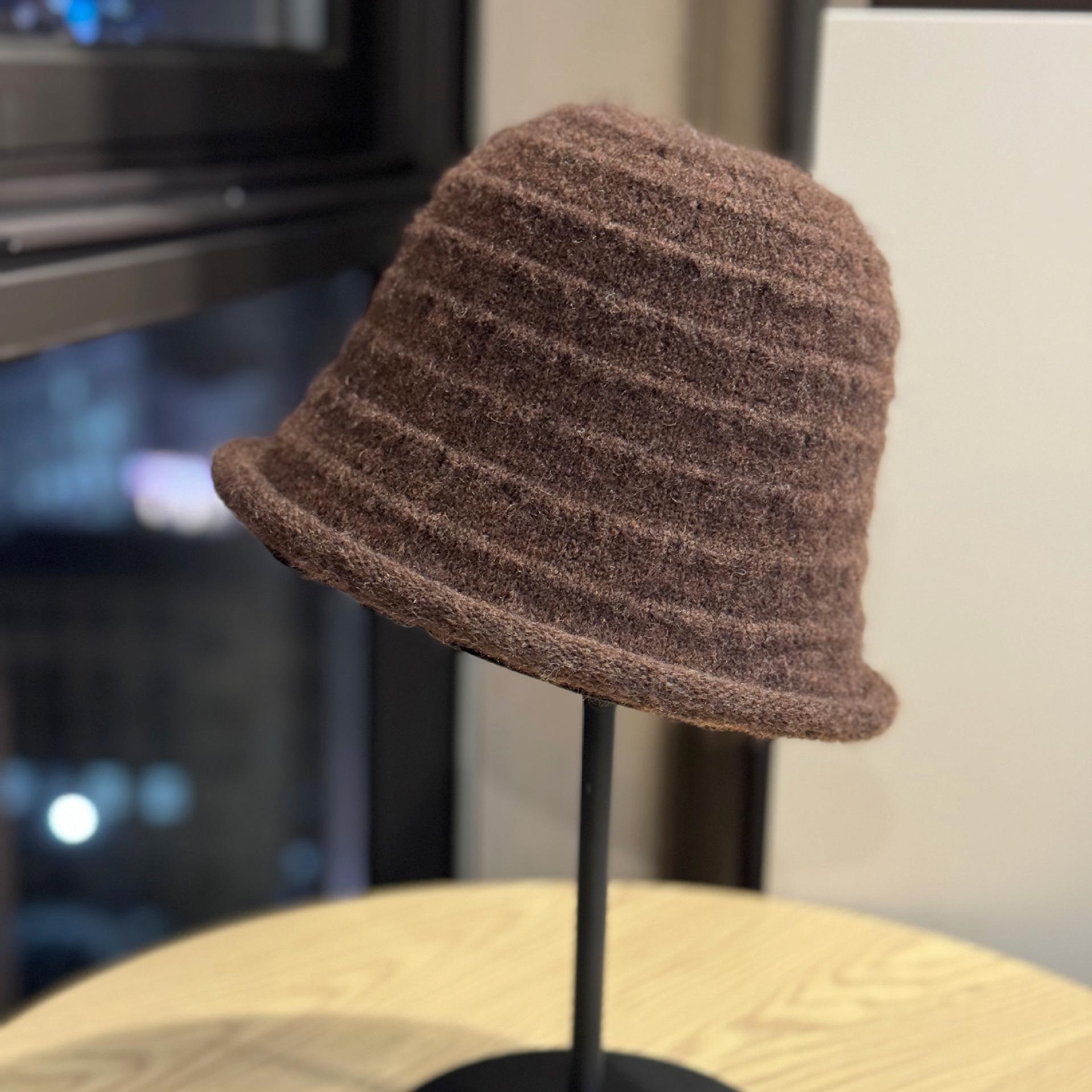 

Новый стиль шляпа рыбака женская шляпа с загнутыми полями осенне-зимняя теплая вязаная кашемировая шляпа темпераментная шляпа-ведерко для маленького лица one size