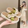 2025 New Cool Slippers Women's Summer Wear Fashion Flowers with Skirts Pregnant Women's One-word Thick-bottomed Beach Slippers