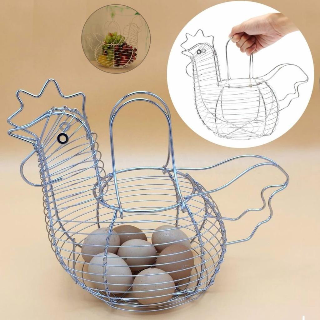 Buy Hen Shaped Chicken Egg Wire Chicken Storage Display Basket Holder