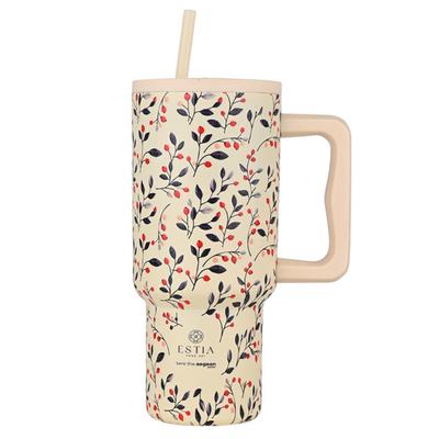 Thermo Mug with Straw 900 Bloom Beige