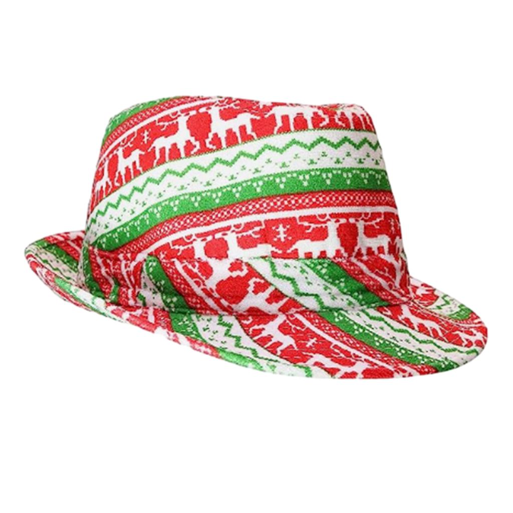 Unisex Fedora Hat Christmas Flat Top Hat Universal Size Holiday Cosplay Party Hat ConcertTour Dressing Novelty Costume