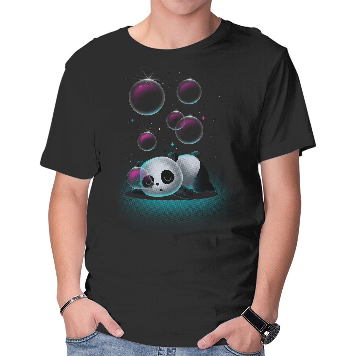 Unisex Crew Neck T-Shirt Panda Sweet Dreams Graphic Short Sleeve Casual Tee XL