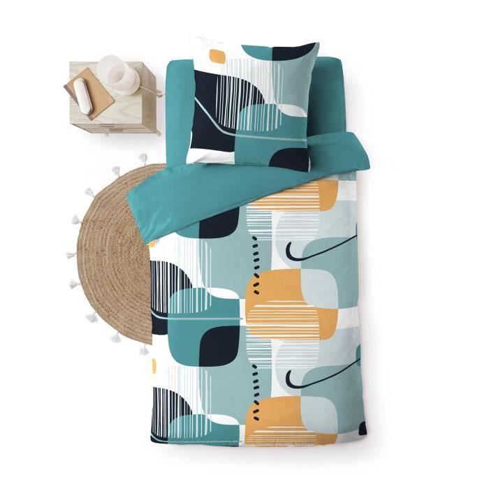 Parure Housse De Couette - Sprinte - 140 X 200 Cm - 100% Coton - Certification Oeko-Tex® - 1 Taie 63 X 63 Cm