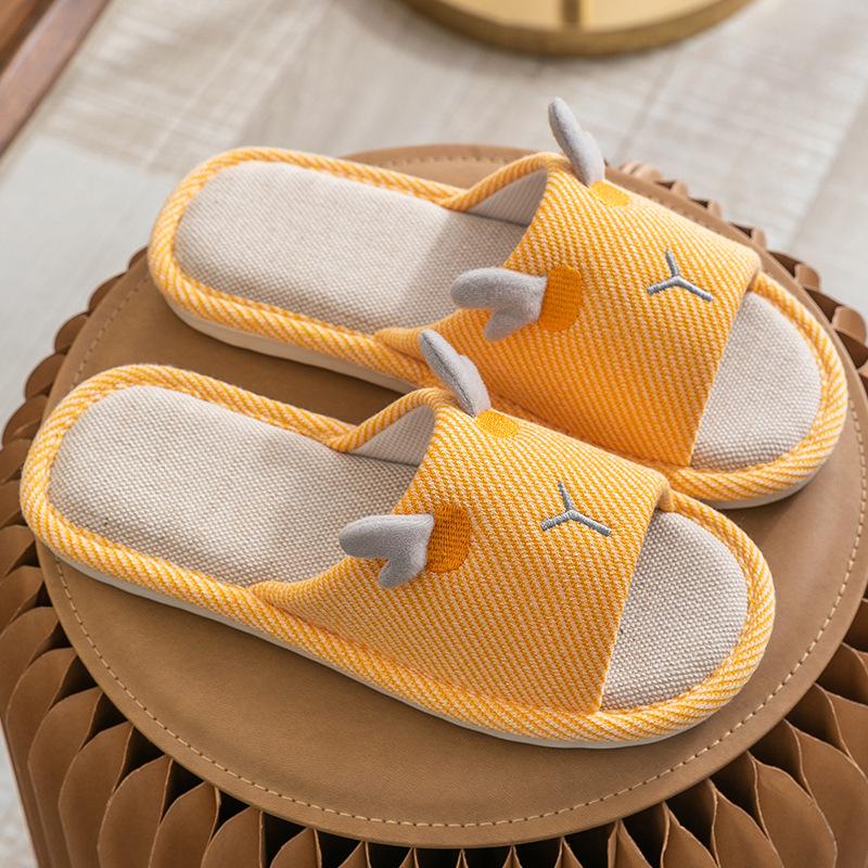 Cute Cotton Linen Slippers for Women - Silent Indoor Home Footwear for Spring and Autumn