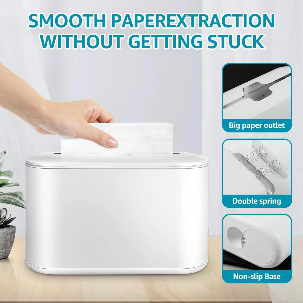 Tissue Box ABS Square Wet Tissue Paper Dispenser Non-Slip Bottom Portable Napkin Holder with Visible Window for Kitchen Bathroom