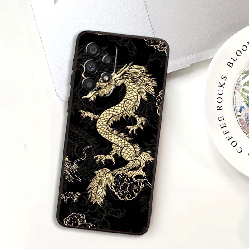 Anime Dragon Design For Samsung A73 A72 A71 A55 A54 A53 A52 A51 A13 A22 A16 A15 A12 A14 A26 A07 5G Black Phone Case