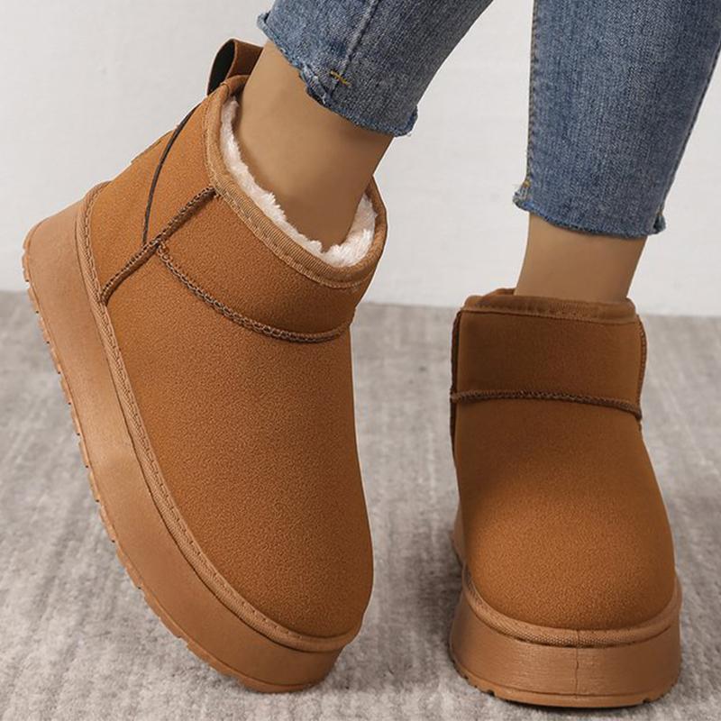

Fashion Koeran Faux Fur Platform Snow Boots Women Winter Solid Color Sewing Ankle Boots Woman Non Slip Wear Resistant Botas Female 41