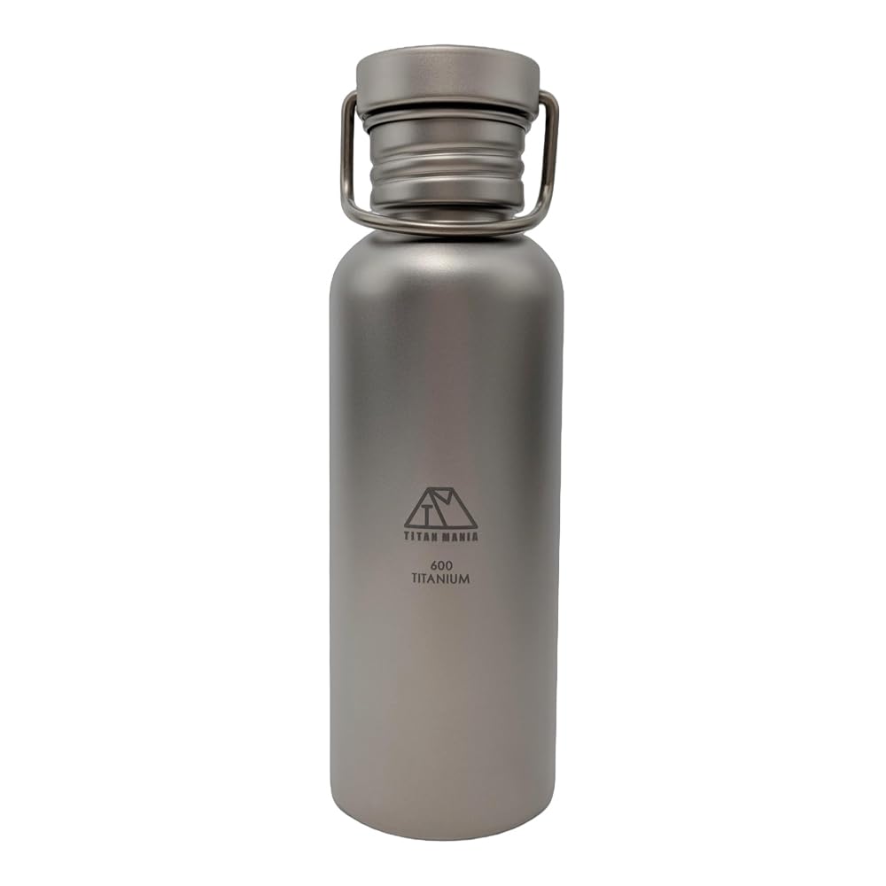 

TITAN MANIA Titanium Water Bottle, Medium Size, 600ml, Fireproof, Lightweight, Camping, Outdoor Sports, Sports Mug, Direct Drinking, Rustproof, Wide