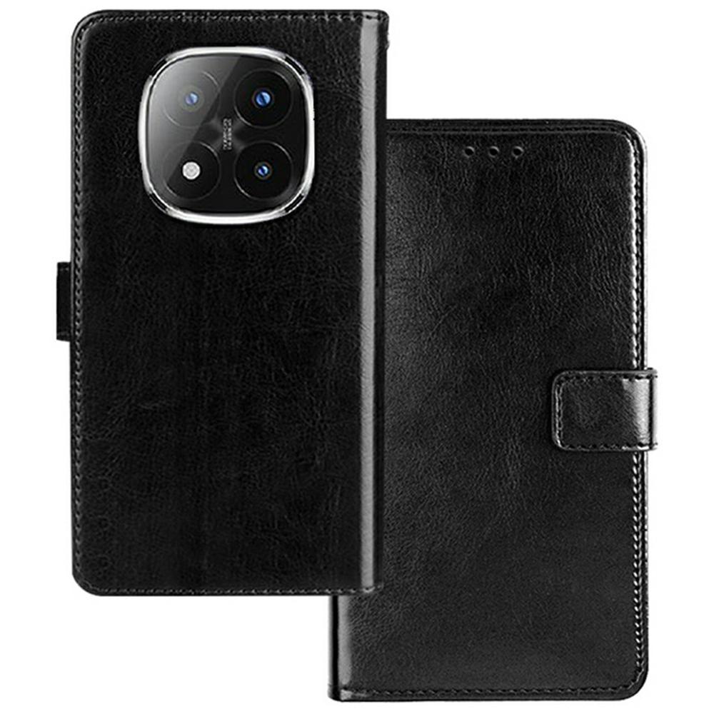 

IDEWEI For Xiaomi Redmi Note 14 Pro+ 5G Case Card Slots Holder Leather Phone Cover Crazy Horse Texture Black