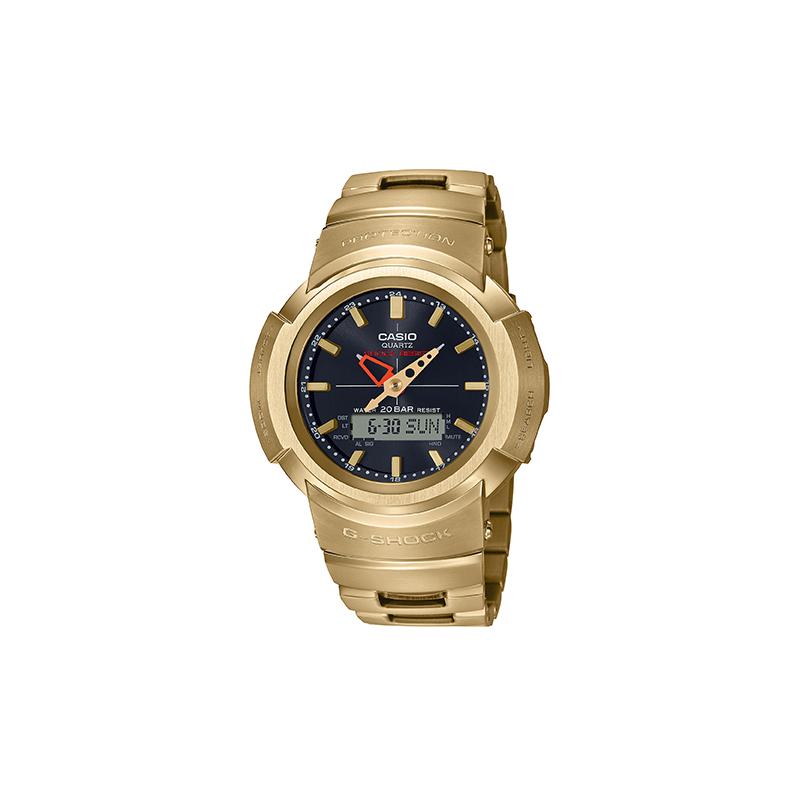 

Casio All Metal Series-Disc Retro Metal Six Bureau Radio Wave Solar Trendy Watch Solar Quartz Movement Stainless Steel Strap Japanese AWM-500GD-9APRD чёрный