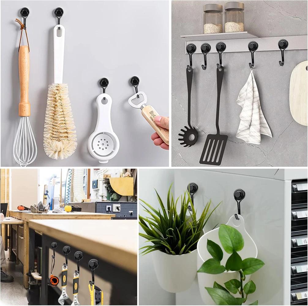 Magnethaken Hochleistungs-Magnetschwenkhaken Kreuzfahrt Schwarz Starker Neodym-Magnethaken für Kühlschrank, Grill, Spind