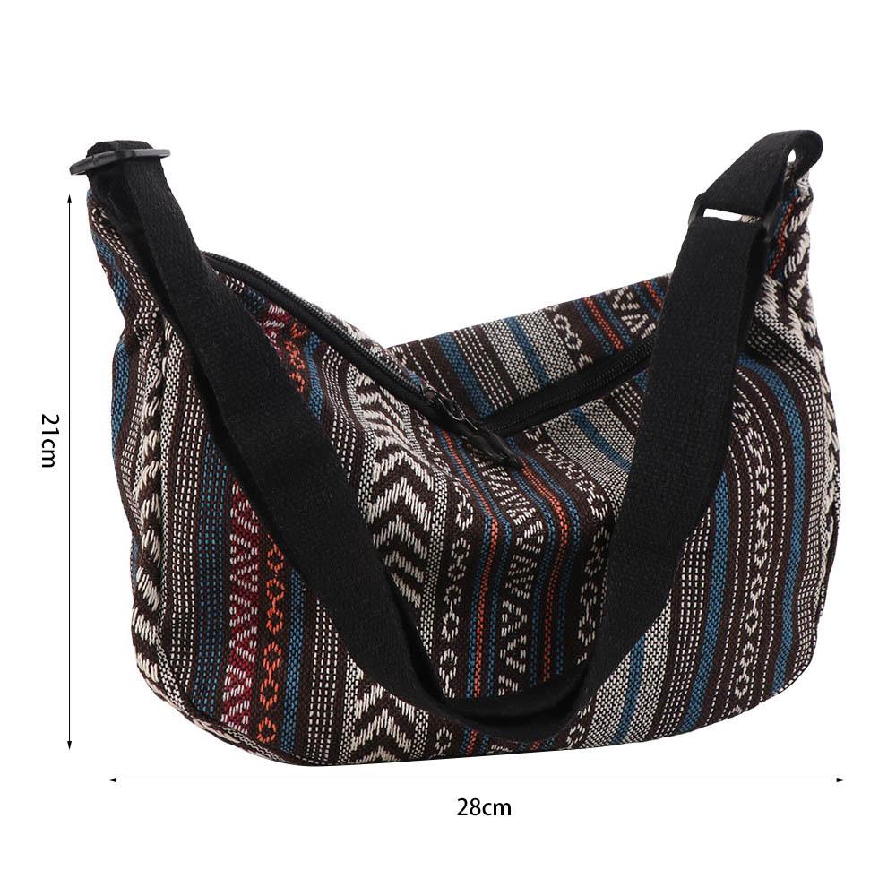 Large Capacity Ethnic Fringe Crossbody Bag Embroidery Colorful Bohemian Shoulder Bag Geometric Handbag Weave Folk Messenger Bag
