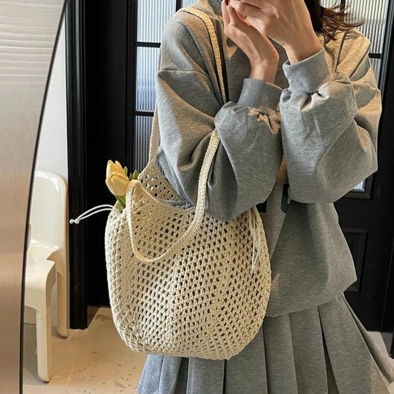 Classic Summer Beach Women Shoulder Bag Versatile Straw Woven Tote Bag Large Capacity Shopper Commuting Bags Handbag and Purse