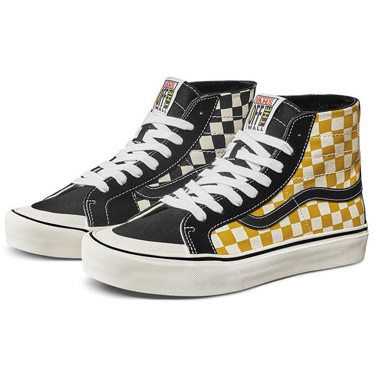Vans Sk8 High Top Skate Shoes Checkerboard Yellow White Unisex Skate Shoes VN0A3MV1314