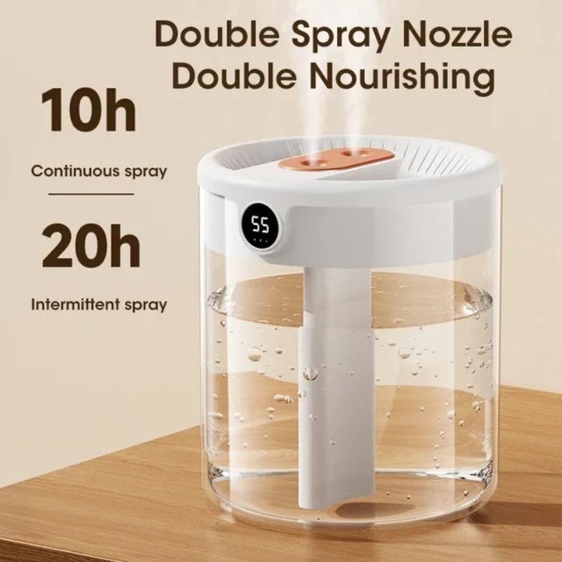 

New 2L Doublea Spray Humidifier Atomizer Usb Large Capacity Home Mute Bedroom Office Night Light Digital Display Humidifier