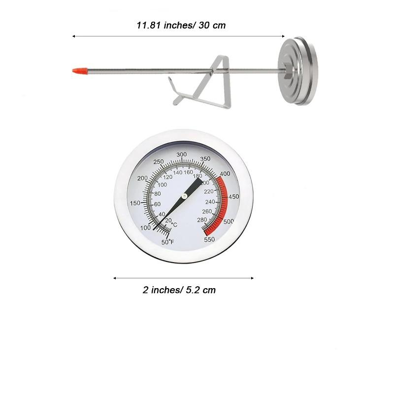 Küchenthermometer mit Topfclip, Sofortablesendes Fleischthermometer, Langfühler-Zifferblattthermometer zum Kochen, Süßigkeitenherstellen, Frittieren