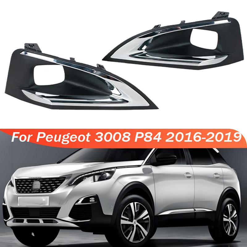 Car Front Bumper Fog Lamp Light Trim Cover For Peugeot 3008 P84 2016 2017- Front Frame Lid Bezel Hood 9817136777 1806095X