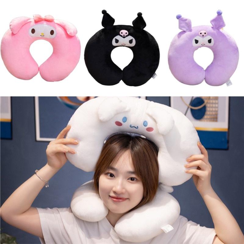 Universal Cartoon Style U-shaped Neck Pillow In White Pink Black And Purple
