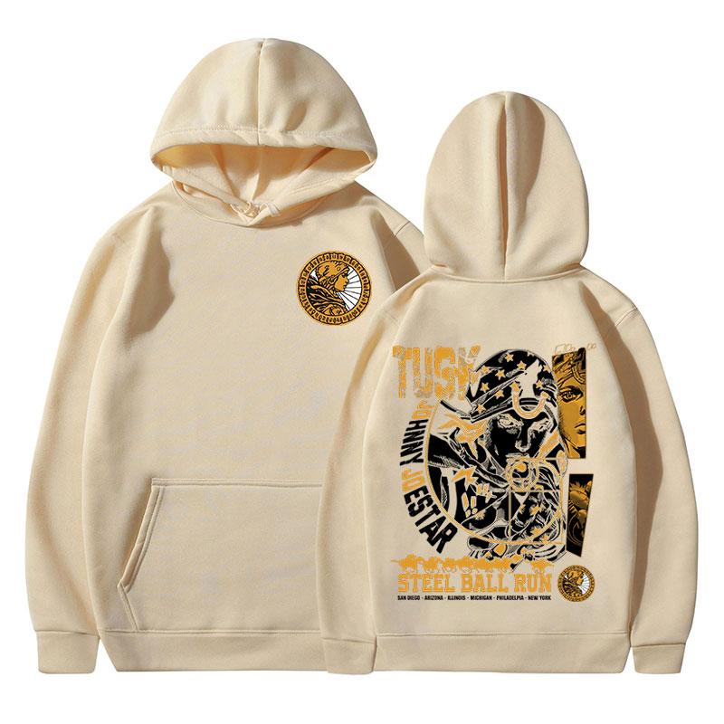 Anime Jojo Bizarre Adventure Hoodies Johnny Joestar STEEL BALL RUN Manga Grafik Sweatshirts Herren Langarm Fleece Pullover
