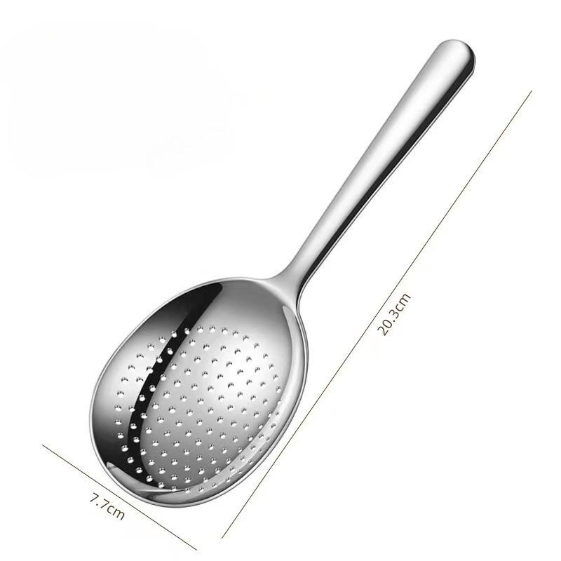 

1PC Stainless Steel Ladles for Serving Soup Mini Funnel Rice Serving Spoon Drain Hole Heat Insulated Handle Kitchen Utensils
