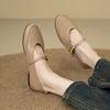 Fashion 2024 New Spring Women Flats Round Toe Low Heel Genuine Leather Women Shoes Buckle Strap Mary Janes Concise Ladies Shoes