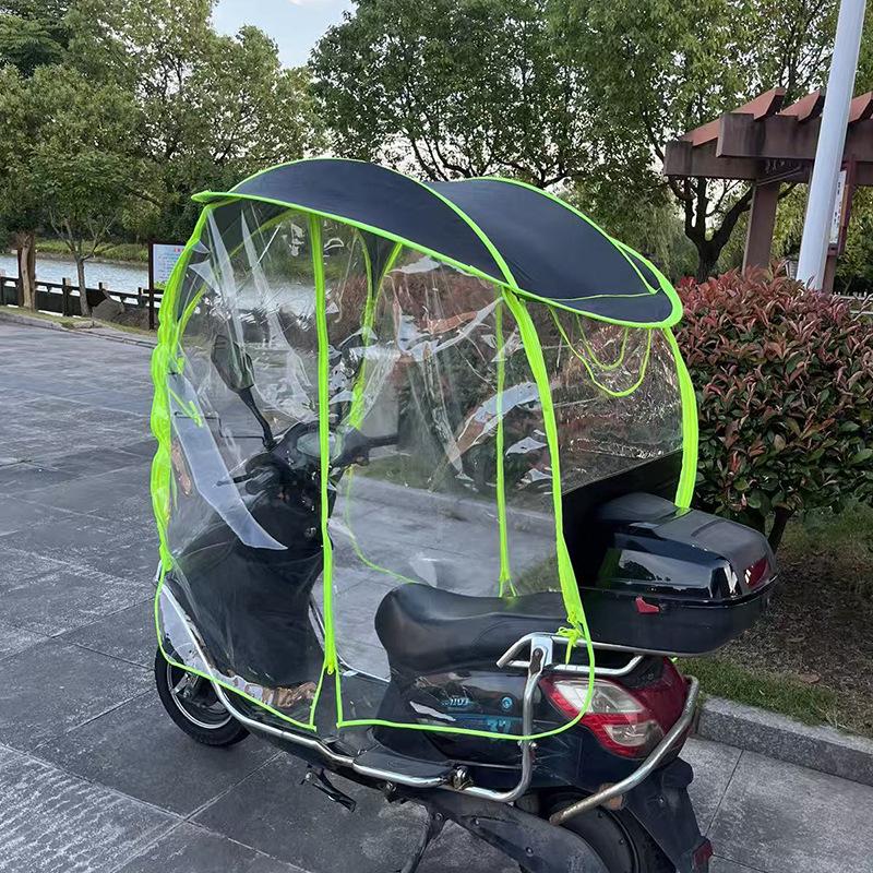 Electric Vehicle Canopy with Full Side Curtains and Sun/Rain Protection for Tricycles and Motorcycles