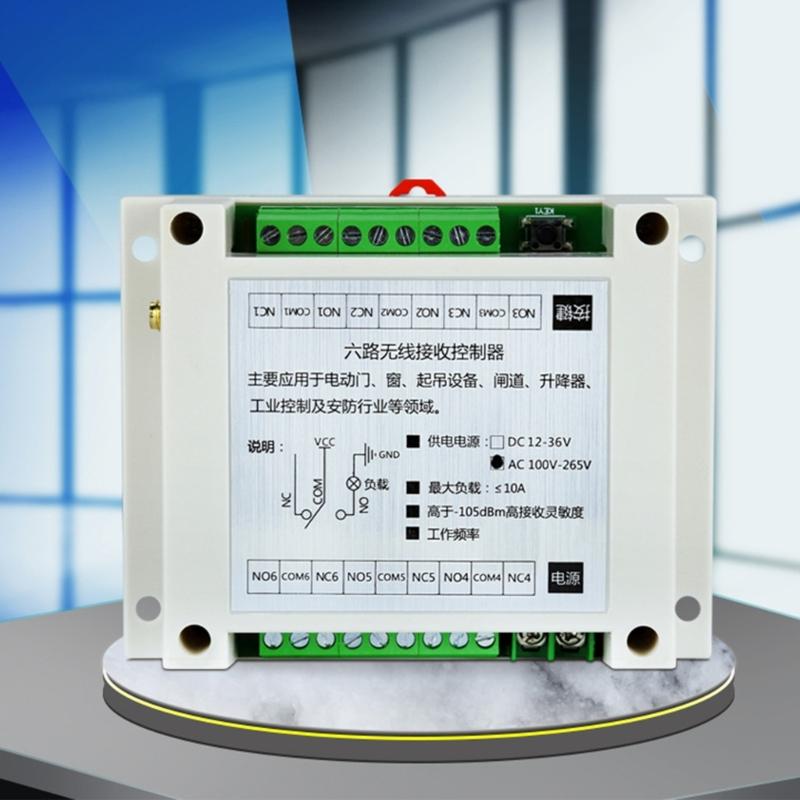315Mhz/RF433Mhz Wireless Remote Control Switch DC 12V-24V Relay 6CH Receiver Controller and 6Button Transmitter