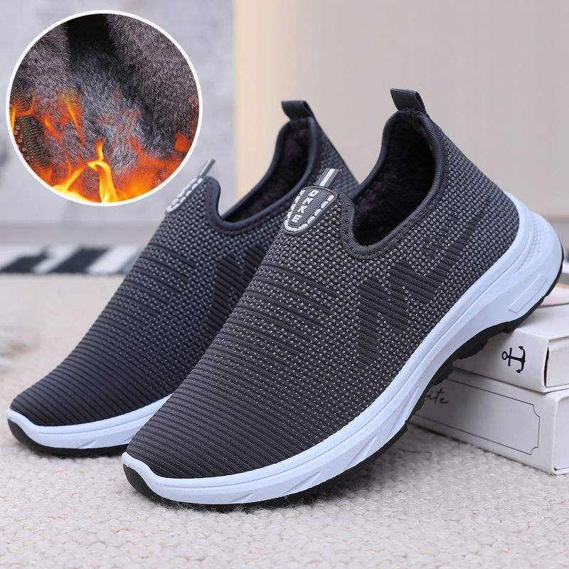 

New old north cotton shoes dad winter men s sports casual velvet warm soft sole non-slip in the elderly cotton shoes 44 сірий колір