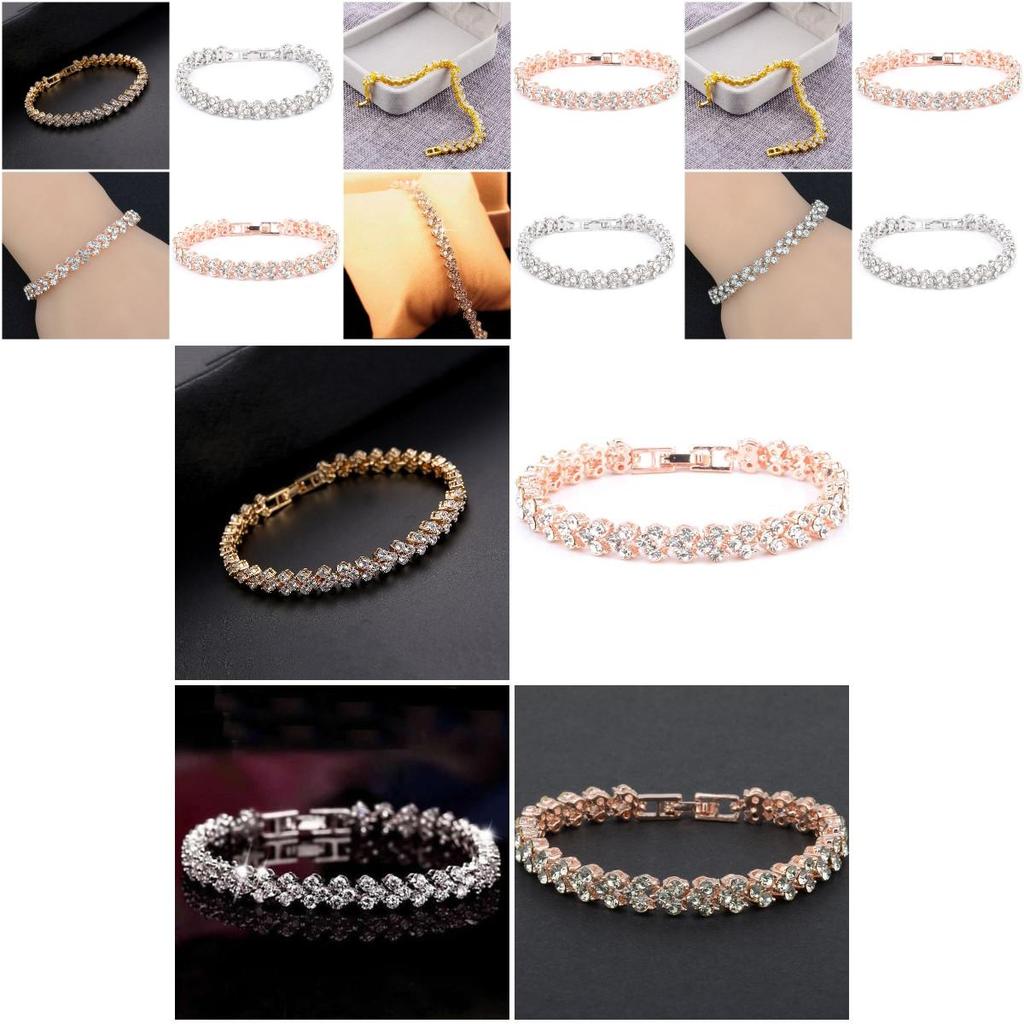 Elegant Women's Roman Bracelet Featuring Aaa Zircon Crystal And Dazzling Diamonds