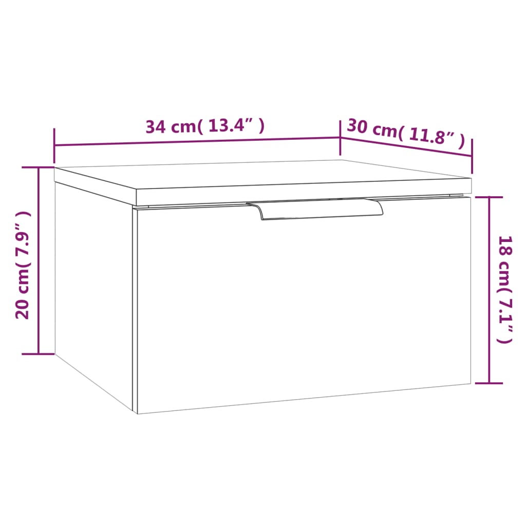 Wall Mounted Nightstand Concrete Gray 34 X 30 X 20 Cm