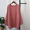 Autumn and Winter New Medium and Long Loose Lazy Wind Sweater Jacket Soft Waxy Gentle Wind Solid Color Knitted Cardigan Women