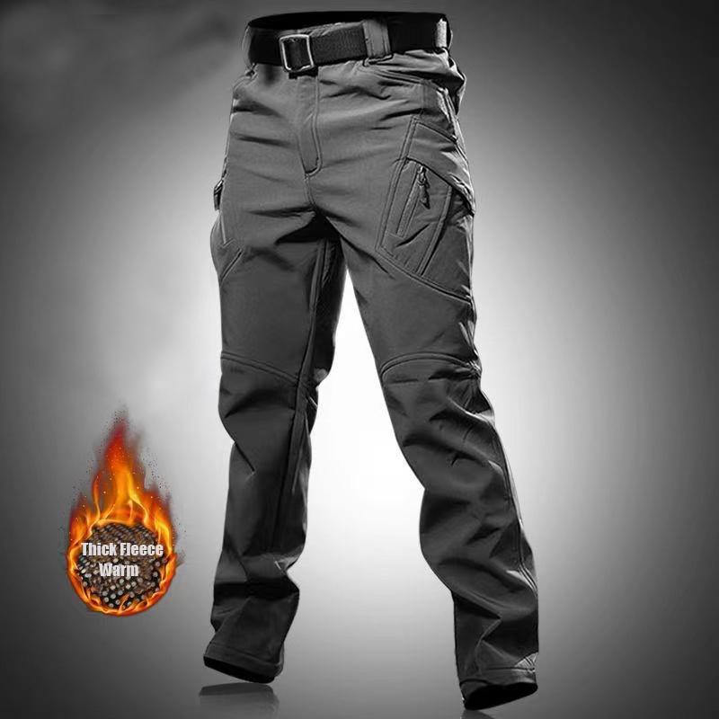 Men's City Cargo Autumn Winter Fleece Softshell Hiking Pants Fishing Climbing Trekking Casual Hunting Camping Trousers S-5XL