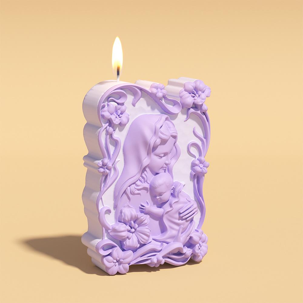 Muttertag DIY Liebe Mutter und Tochter Kerze Silikonform Spitze Jungfrau Relief Aromatherapieform Zur Heimdekoration verwendet