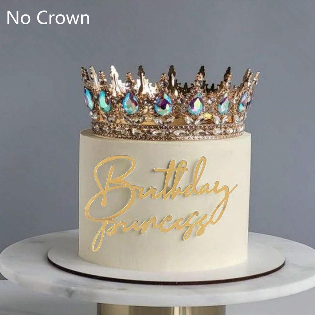 6pcs/3pcs  Acrylic Birthday Queen Gold Cake Topper Happy  Birthday Party Sides Cake Decorations  Accessories