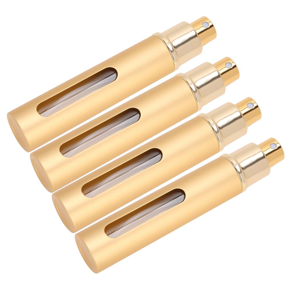 Refillable Perfume Bottle Glass Outdoor Portable Empty Spray Bottle Container 10ml x 4pcsGold