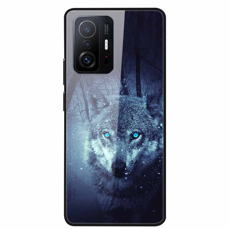 Case For Xiaomi 11T Pro Glass Hard Tempered Glass PC Phone Cover For Xiaomi Mi 11T 11 T Pro Shockproof Landscape Cute Capa Coque