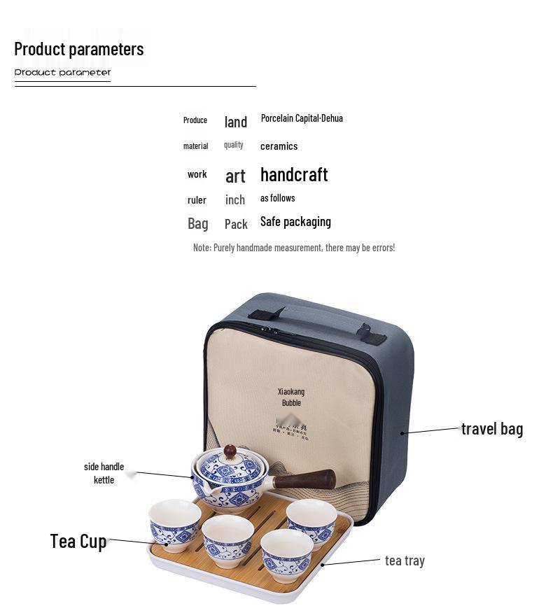 Portable Ceramic Travel Tea Set with Automatic Kung Fu Tea Maker - Business Gift