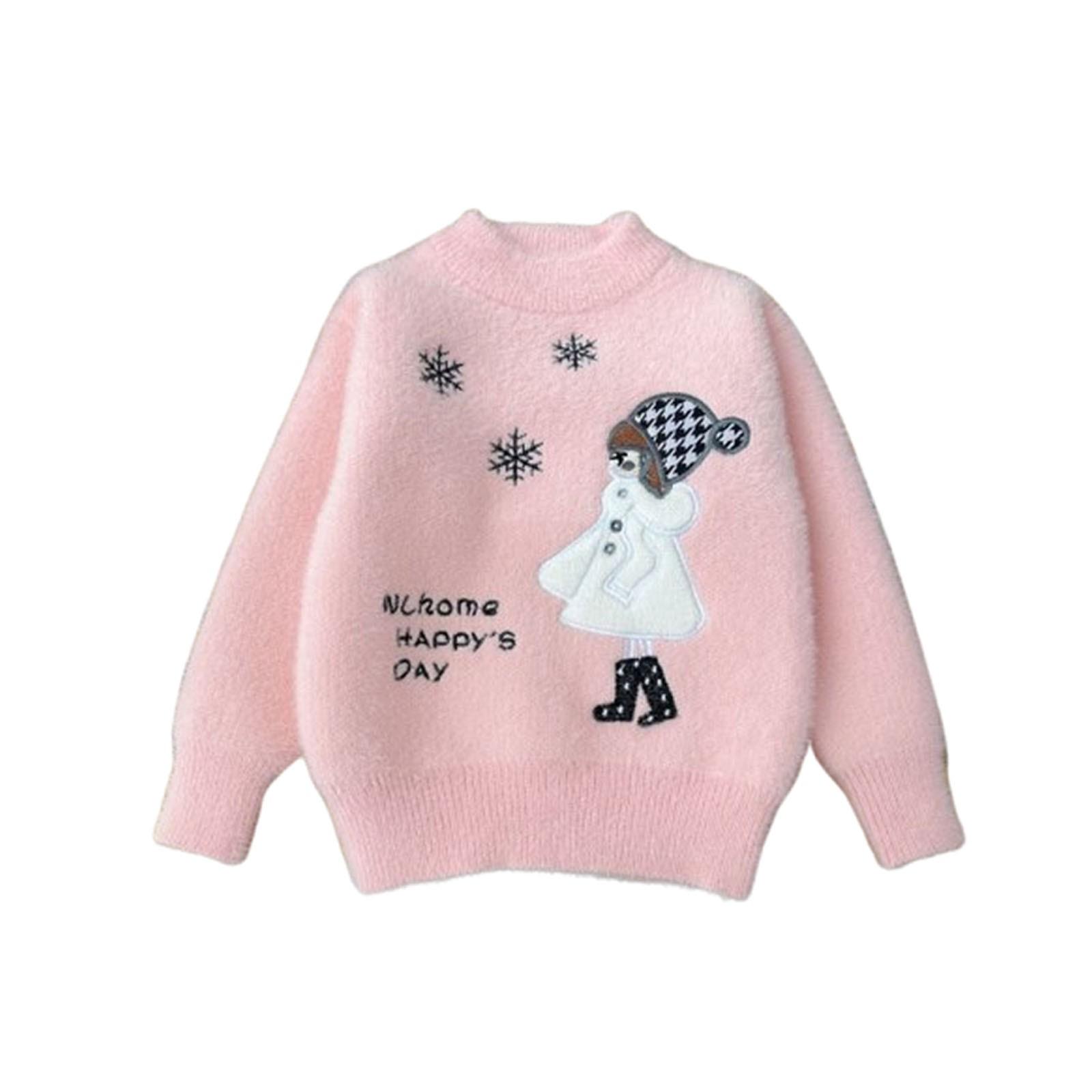 

Осенне-зимние детские свитера, пуловеры, топы для девочек, трикотажные топы с круглым вырезом 100 розовый