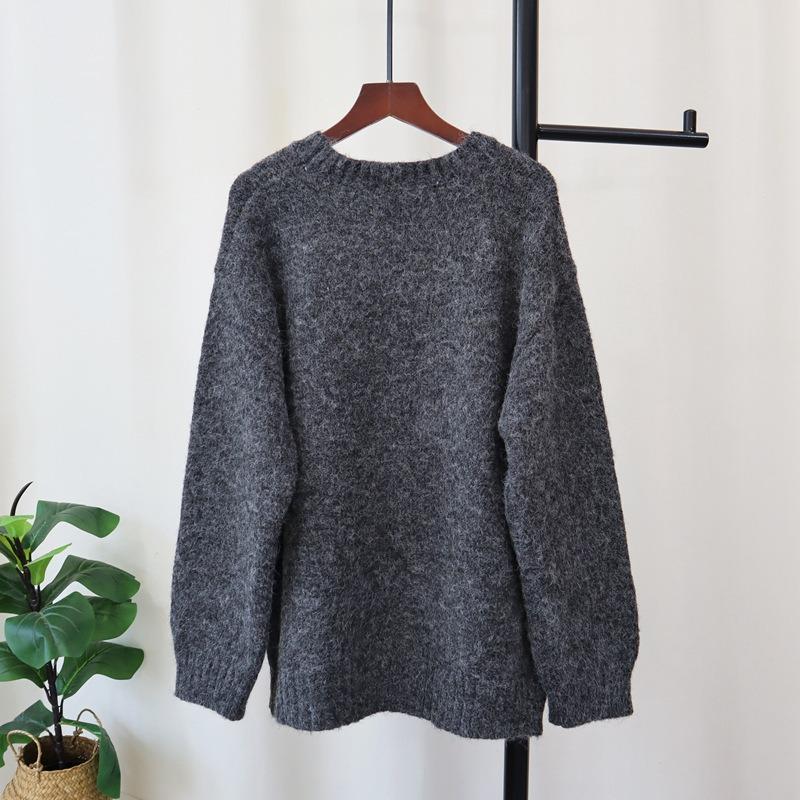 Autumn and winter new round neck bow cartoon puppy knitted sweater top loose soft waxy sweater pullover woman