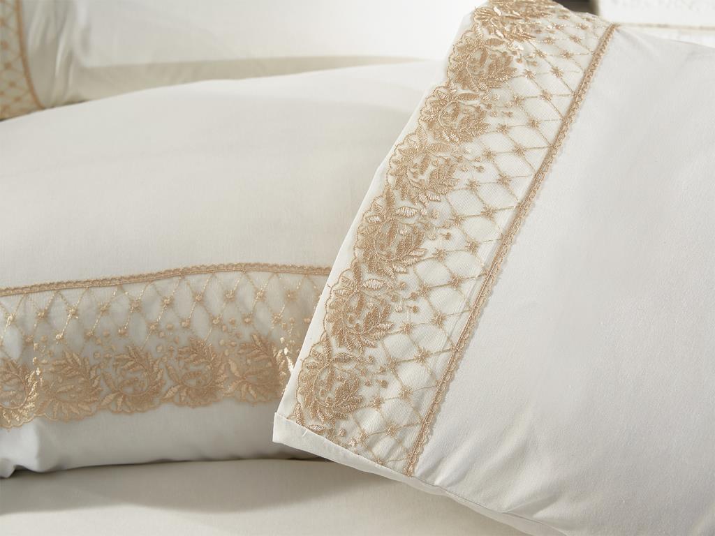 Suzan Juego de Funda Nórdica 6 Piezas, Funda Nórdica 200x220, Sábana 240x260 Tejido Jacquard, Tamaño Completo, Doble Tamaño Crema Capuchino