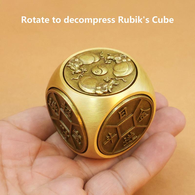Rotating Six-Faced Chinese Lucky Coin Spinner Fidget Toy Stress Anxiety Relief Sensory Focus Tool For Birthday Christmas Gift