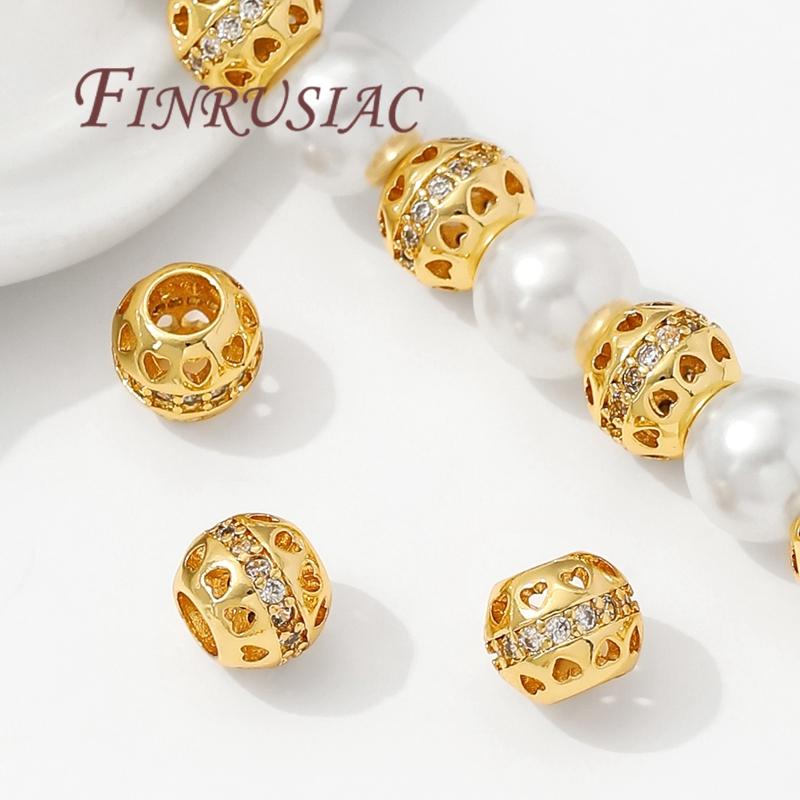 18K Gold Plated Round Ball Spacer Beads For Jewelry,Metal Bead Separators,DIY Beading Accessories,Necklace Making Supplies