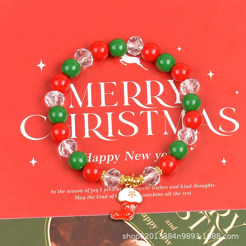 Holiday Beaded Letter & Christmas Tree Bracelet Set - European & American Style