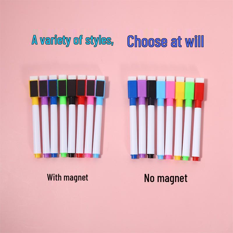 

Magnetic Erasable Whiteboard Marker with Brush - Water-based, Colorful, Ideal for Teachers and Children s Drawing Boards No magnet, black barrel, black core